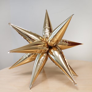Gold Starburst Cluster Balloon (26 Inches), 12 Point Gold Star, Starburst Foil Balloon, DIY Star Cluster Balloon, Metallic Gold Party Decor