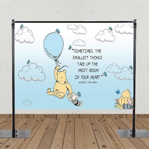 Classic Pooh Balloon Arch Kit BUNDLE, Winnie the Pooh Bear Backdrop Set, Pastel Blue & Yellow Baby Shower First Birthday Balloon Garland image 7