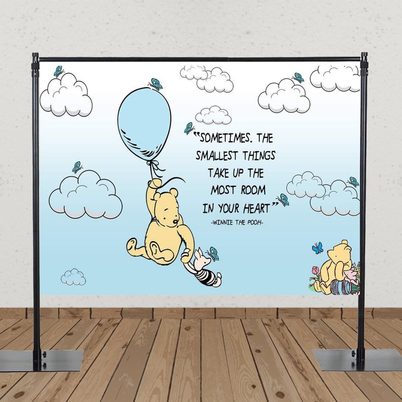 Classic Pooh Balloon Arch Kit BUNDLE, Winnie the Pooh Bear Backdrop Set, Pastel Blue & Yellow Baby Shower First Birthday Balloon Garland image 7