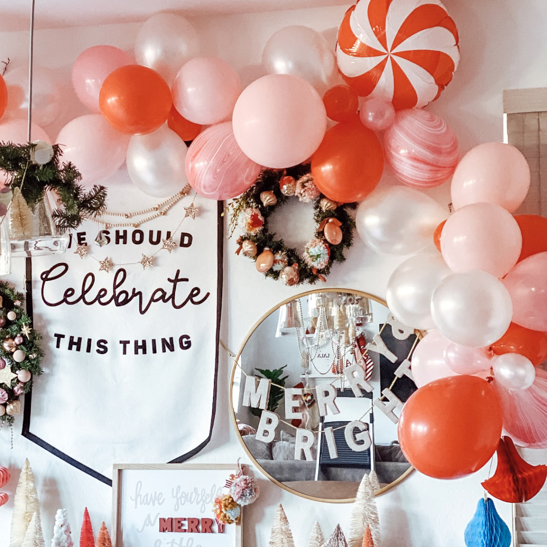 Weihnachtsballons-Set 'Zuckerstangen' – 6 Stück Folienballons In Rot, Rosa & Grün (ca. 85 X 40 Cm)