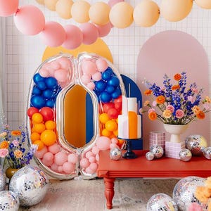 GIANT Standing Silver Number Balloon Frame 0 - 9 | Air Filled | 49 Inches