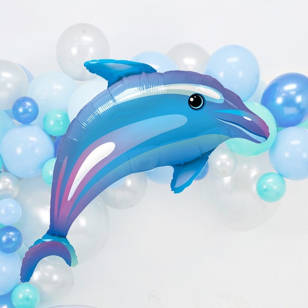 Giant Blue Dolphin Mylar Balloon (42 Inches), Large Dolphin Foil Balloon, Ocean Theme, Oneder the Sea Birthday Decor, 1st Birthday Party