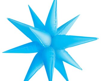 Neon Blue Starburst Balloon – 3D Foil Party Decor