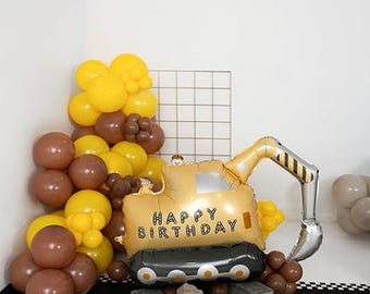 Giant Standing Excavator Foil Balloon - Construction Birthday Decor | 30x19 Inches