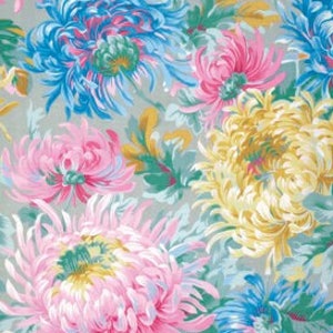 Coffee Fassett Chrysanthemums in Pink Turquoise Grey by Philip Jacobs