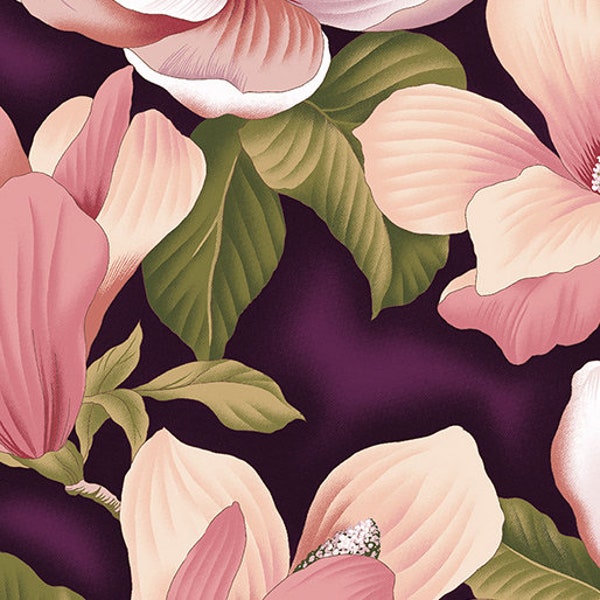 Magnolia Aubergine - Flower Festival - Patchwork fabric