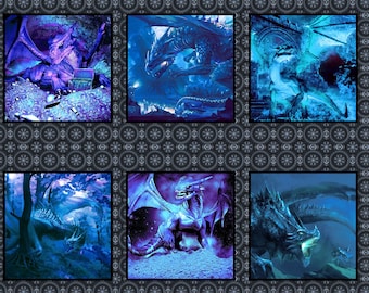 Drachen Portraits blue - Panel