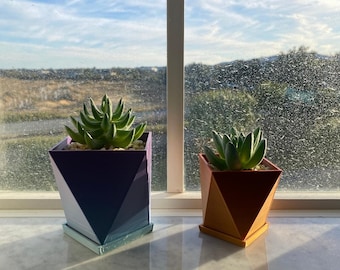 Large Rainbow Square Succulent Planter Pot With Drainage Holes