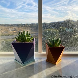 Small Rainbow Square Succulent Planter Pot With Drainage Holes