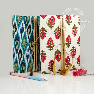 Diario in carta fatta a mano, stampato a mano con blocchi di bambù, ecologico, diario unico con motivi intricati - regalo per scrittori, artisti e creativi