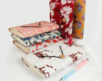 Hand Block Printed Diary: Eco-Friendly Journal with Recycled Button