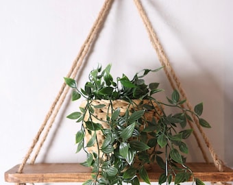 2 pcs |  Rustic hanging rope shelves |  handmade shelves for outdoor Patio and Garden, Living Room Decor