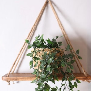 2 pcs |  Rustic hanging rope shelves |  handmade shelves for outdoor Patio and Garden, Living Room Decor