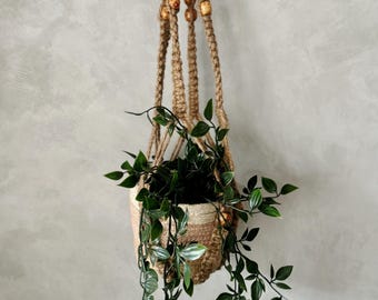 Pack of 1 / 2 or 4  |  Handmade Jute Plant Hanger  |  Flower Pot Holder  |  Hanging Rope Plant hanger  | Jute Macrame  | 33 inch | 84 cm