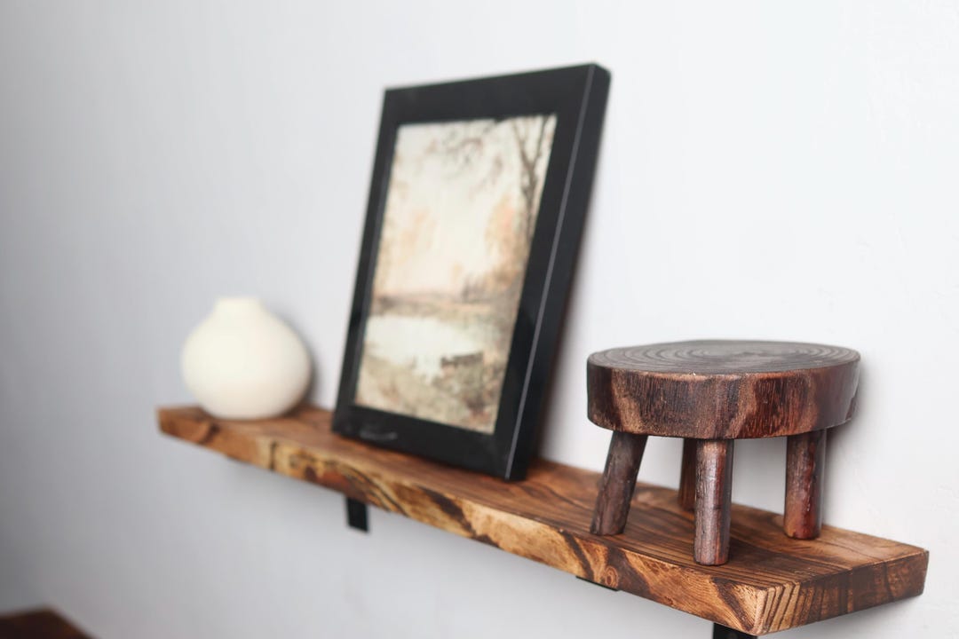 Handcrafted Shelf Pack of 2 | Rustic Handmade Wooden Floating Shelves | Pine Wood Shelf ...