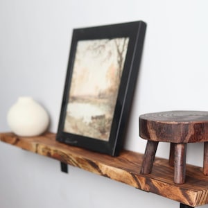 Pack of 2  | Rustic Handmade Wooden Floating Shelves | Pine Wood shelf with Brackets | Length 20inch x 6 inch Depth x 1 inch Thickness