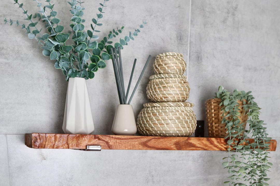 Custom Size 47"-78" | Rustic Handmade Wooden Floating Shelves | Chunky ...