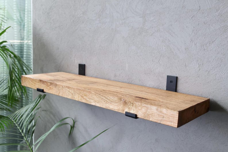 Custom Size Rustic Handmade Wooden Floating Shelves Chunky Rectangular