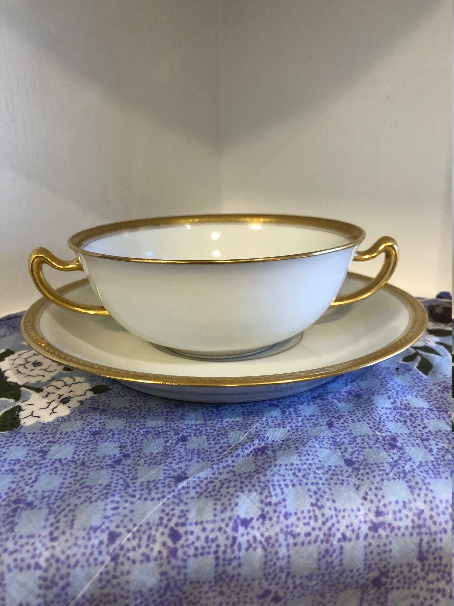 Vintage Vignaud Limoges France Double Handled Soup Bowl w/ Etsy