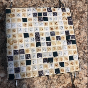 Vintage 1960s, Mid Century Mosaic, MCM, Tile Trivet with Metal Handles, Serving Pieces and Hostess Gift Mid Century Housewarming Gift