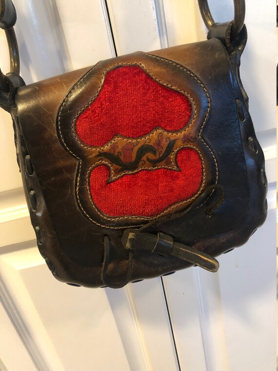 Vintage 70s' Bohemian Hippie Hand Tooled Leather P