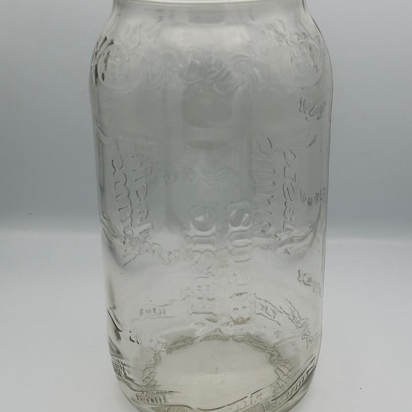 Vintage 1970s, Vlasic Farms, Advertising, Embossed Clear Glass, Pickle Jar, 80 oz Bottle, Country Store Storage, Hoosier Jar Canister