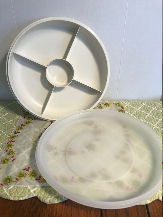 Vintage Tupperware Divided Snack and Veggie Tray Dish With Lid