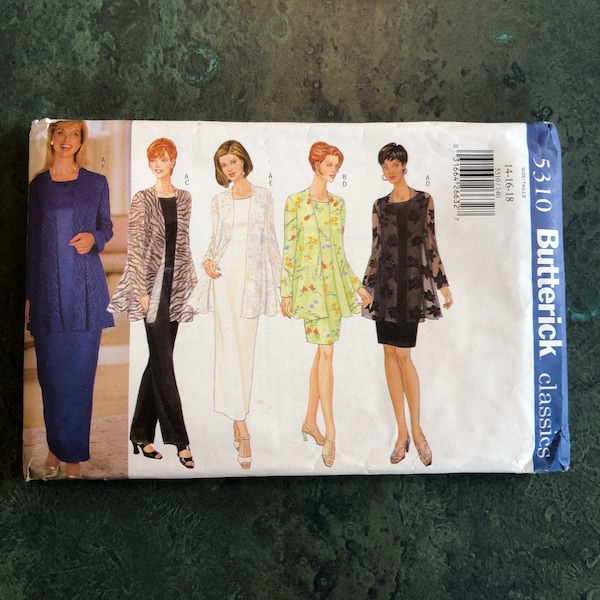 Vintage 1990s, UNCUT, Butterick Pattern #5310, Size 14-16-18, Misses Petite, Jacket Dress, Top and Pants,  1990s Vibe, Boho Chic,, Sew It