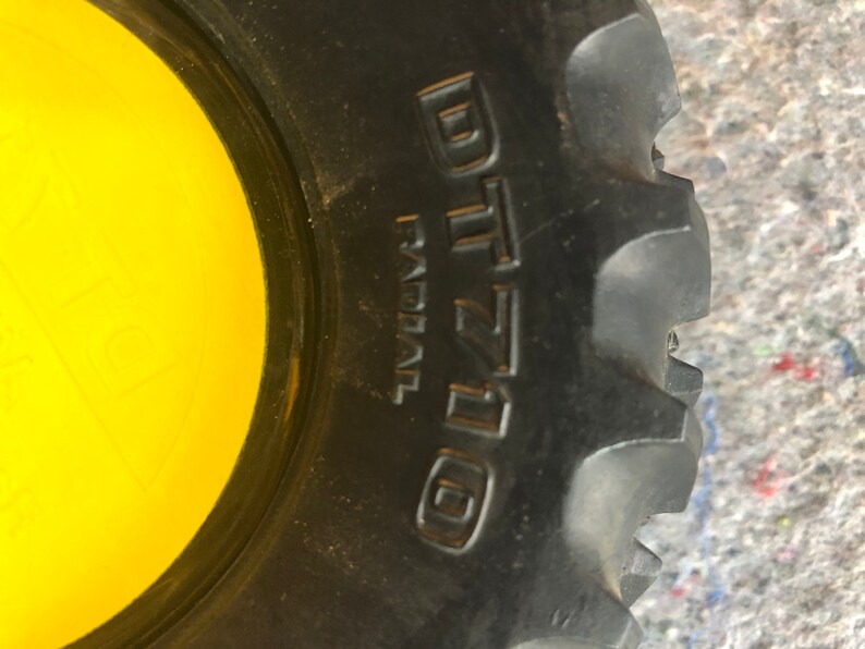 Vintage GoodYear DT710 Tractor Tire Ashtray Collectible Automotive Bright Yellow