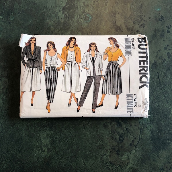 Vintage 1985s, UNCUT, Butterick Pattern #3122, Size 12, Misses Jacket, Skirt, Top and Pants,  1980s Vibe, Boho Chic,, Sew It