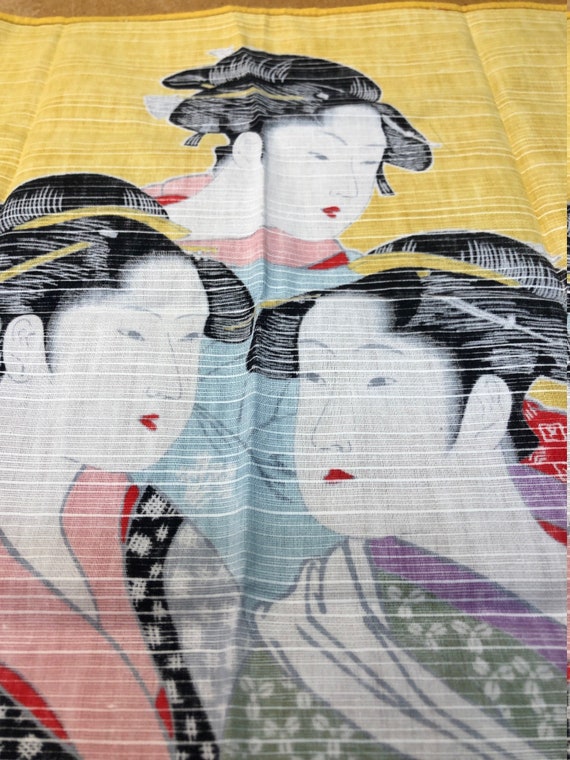 Japanese Ukiyoe Cotton Furoshiki Cloth Three Beauties Utamaro 