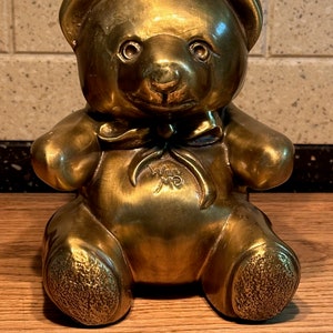 Vintage 1960s, Wuv Me, Brass Teddy Bear, Heavy, Bookend, Door Stop, Child Room, Vintage MCM Decor, Brass Decor, Vintage Bookend, Retro Style