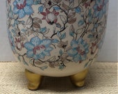 Vintage Floral Footed Bowl, Gold footed bowl, Measuring Cup, Rice Measuring cup, Footed Bowl, Floral Bowl