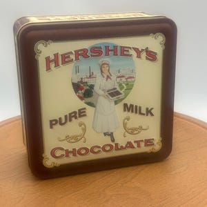 Vintage 1992, Hershey&#39;s Pure Milk Chocolate, Edition #2, Tin, Hershey&#39;s Limited Edition Commemorative Tin, Hershey Girl, Vintage Edition