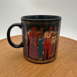 Vintage 1988, Laurel Burch &quot;Tribal Spirit&quot; Mug, Wraparound Style, Heavy Mug, Made in Japan, Succulent Planter, Signed by Artist