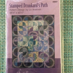 UNCUT, Stamped Drunkard's Path, #80037, 48.5" x 60.5", Quilt Pattern, 2002, C & T Publishing, Pattern Design by Liz Aneloski