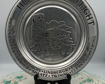 Vintage 1980s, Wilton Pewter Armetale, "Heritage of Flight,U.S. Air Force, Wright Brothers, Lindbergh, Foulois, Rickenbacker, Arnold, Spaatz