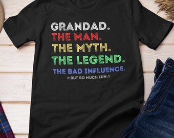 Grandad Tshirt, Funny Grandpa Tshirt, Grandad from Granddaughter Grandson Tee, Grandad Birthday Gifts for Grandad, Gramps Gift