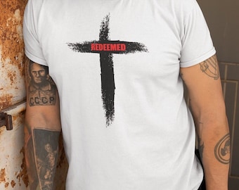 Religious Gift Shirt, Redeemed Cross T-shirt. Boho Christian Faith Shirt, Christian Clothing