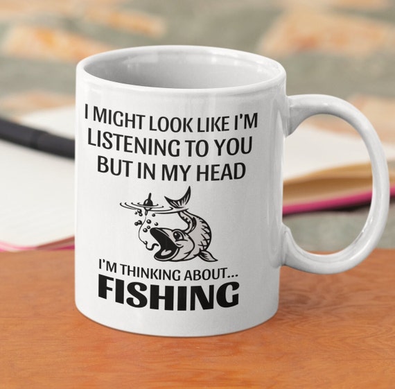 Thinking About Fishing Mug Funny Fishing Gifts for Men Angling Mug Fishing  Gifts Funny Fishing Mugs Christmas Birthday Gift for Fisherman 