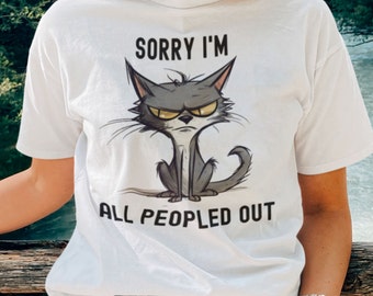 Grumpy Cat T-Shirt, Funny Introvert Sarcastic Tee, Funny Cat Lover Gift, Anti Social Shirt, Gift for Introvert Friend