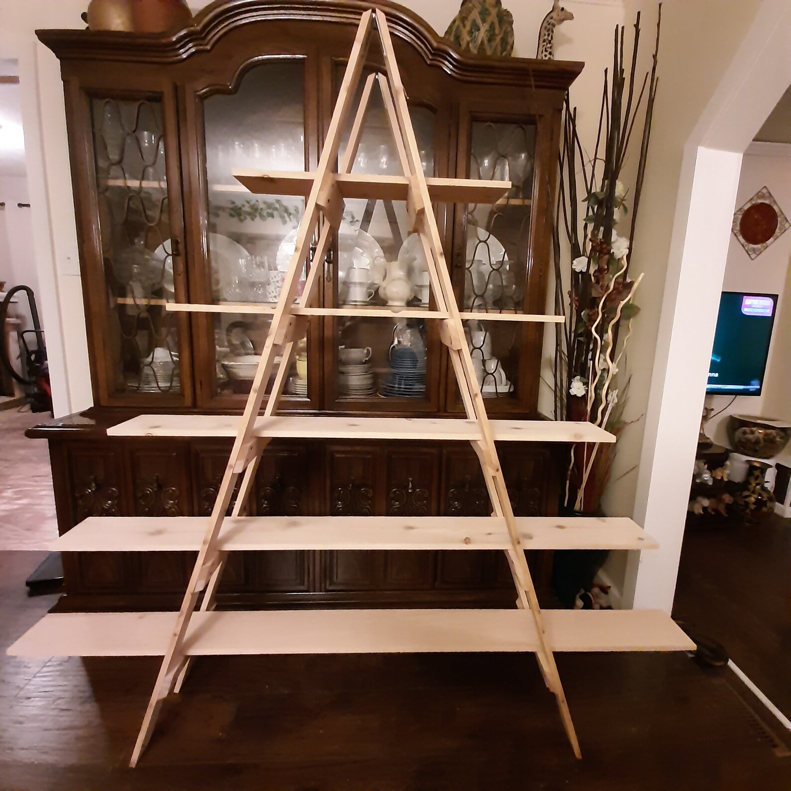 5 Tier Cascade Ladder Shelf Rustic Stagger Shelf Rustic Etsy