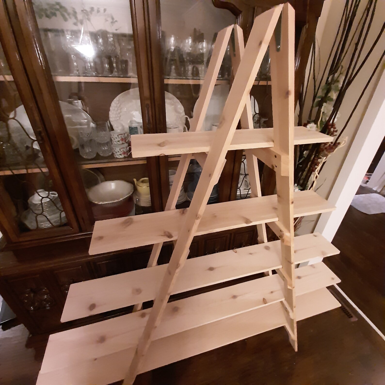 5 Tier Cascade Ladder Shelf Rustic Stagger Shelf Rustic Etsy