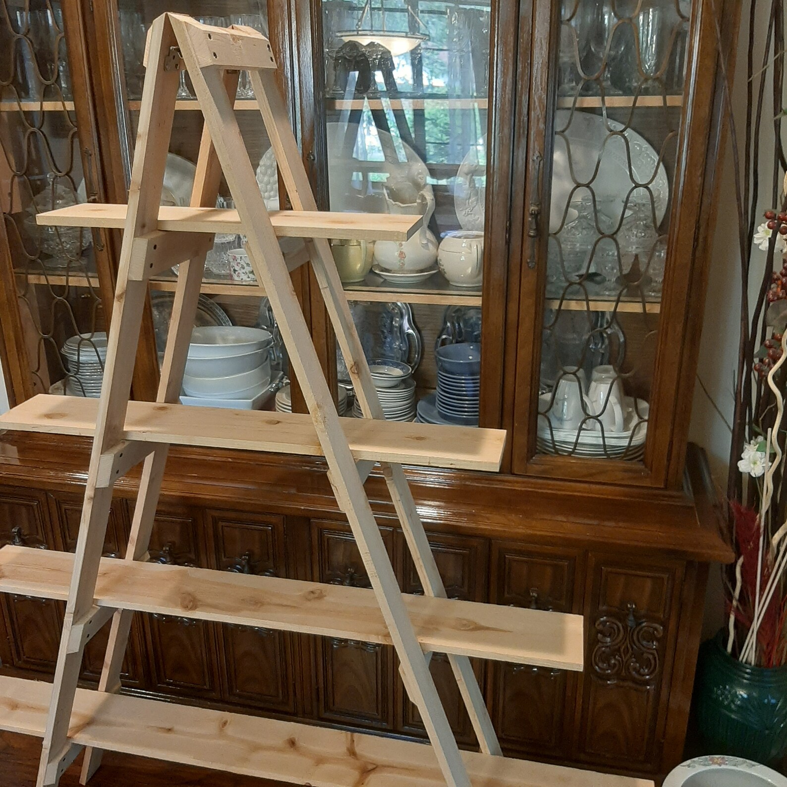 4 Tier Cascade Ladder Shelf Rustic Stagger Shelf Rustic Etsy