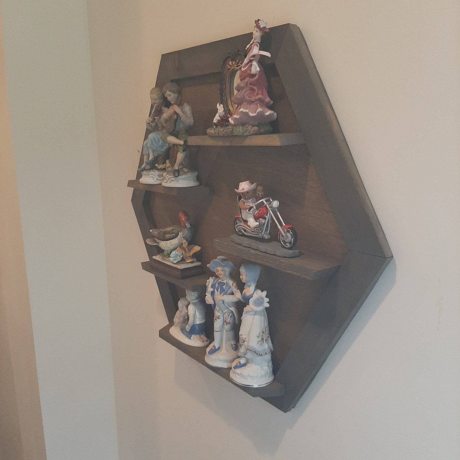 Large Octagon Framed Wall Shelf 6 Sided Knick Knack Shelf Etsy