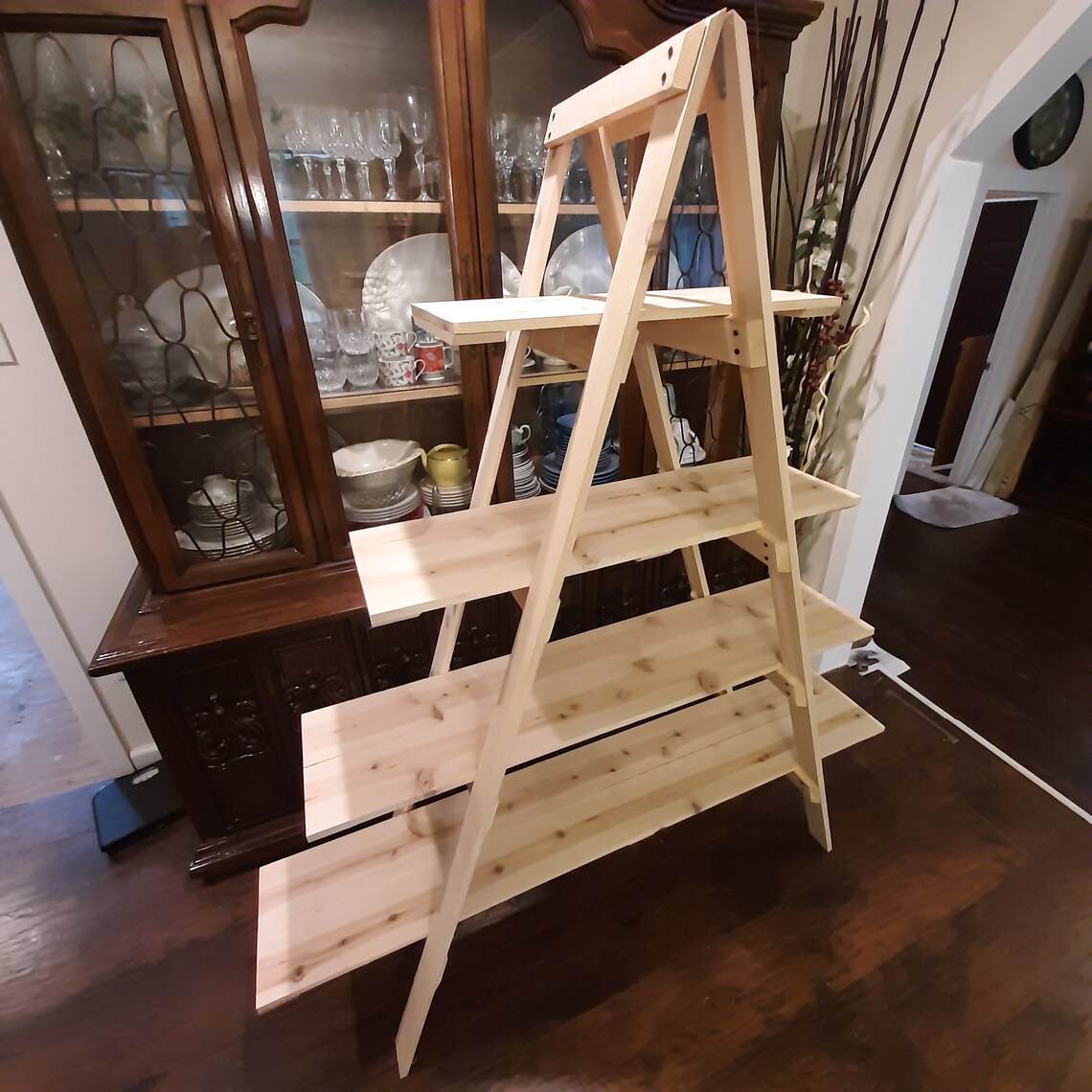 4 Tier Extra Wide Cascade Ladder Shelf Bookshelf Picture Etsy