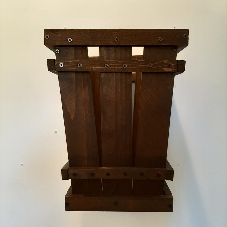 Rustic Wood Trash Can Bathroom Trash Can Rustic Wood Flower Etsy