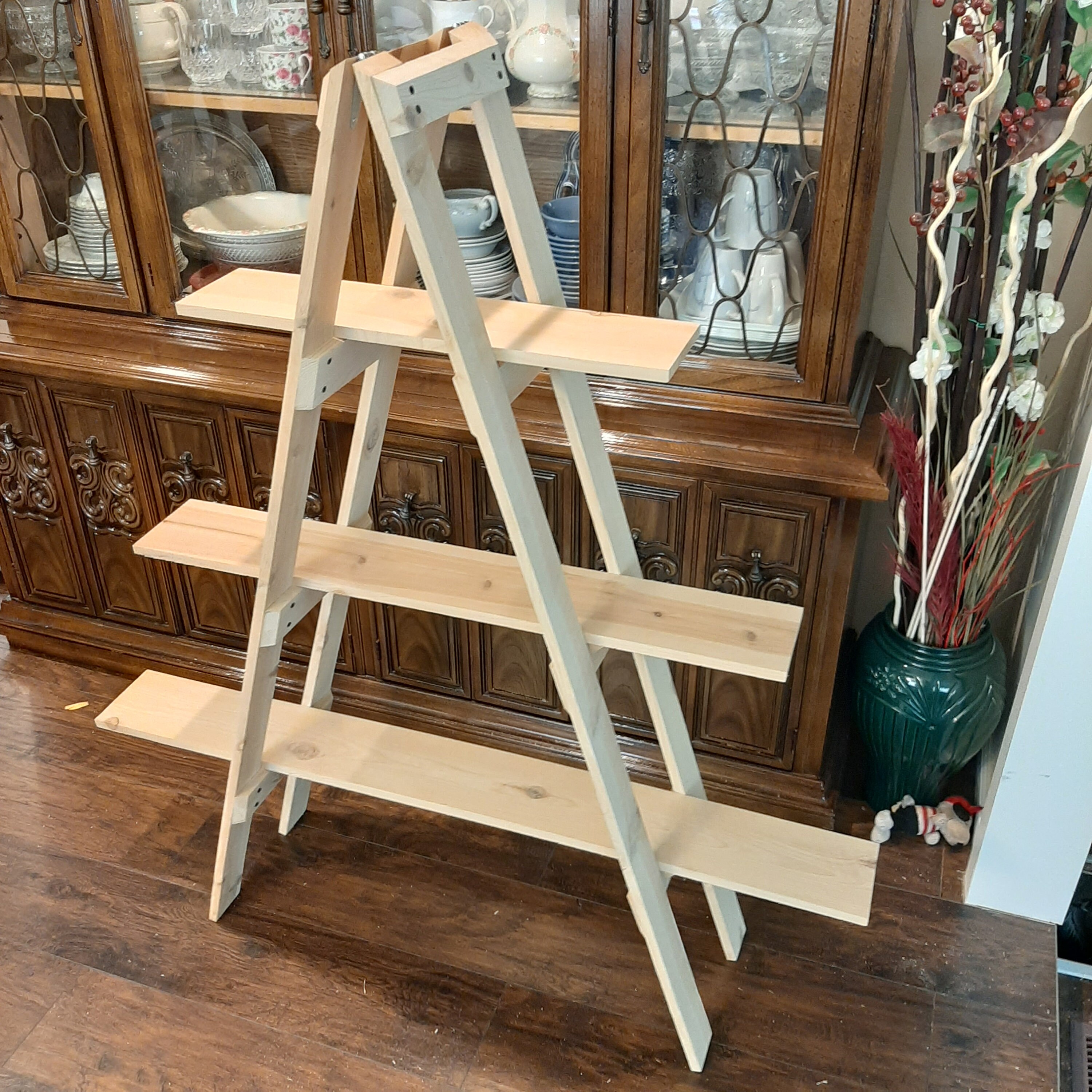 3 Tier Cascade Ladder Shelf Rustic Stagger Shelf Rustic Etsy