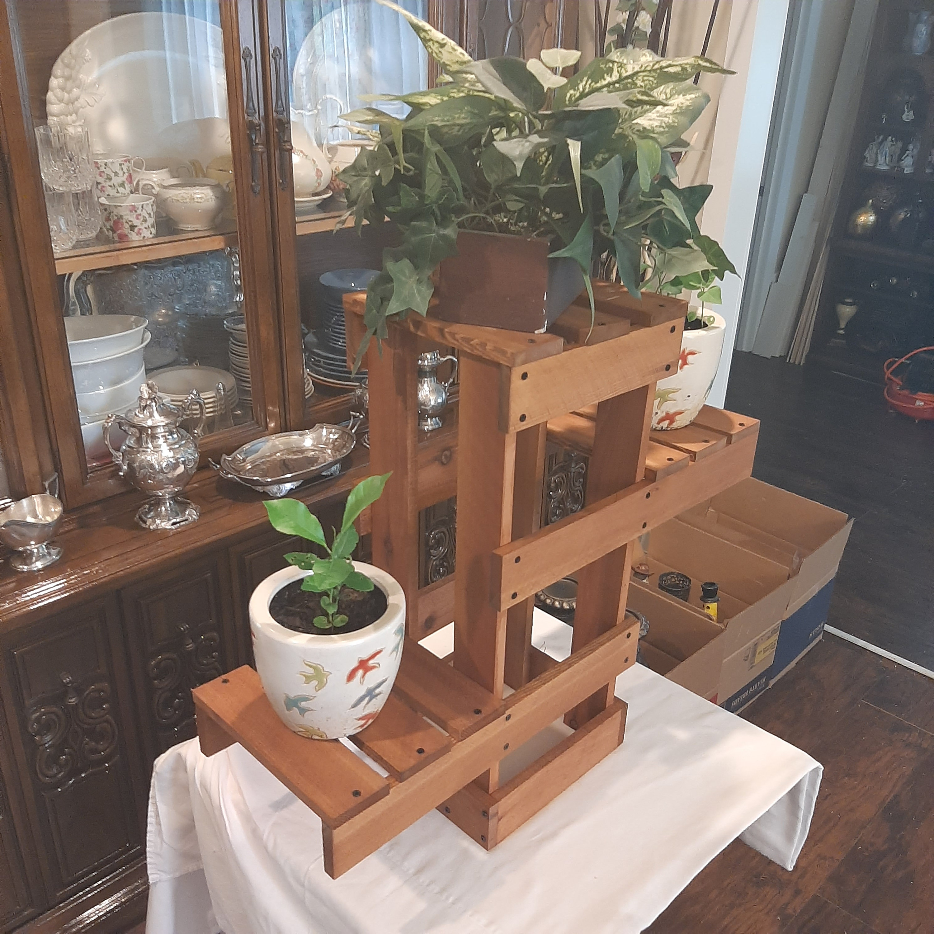 3 Tier Cedar Wood Plant Stand 34 Color Choices Etsy