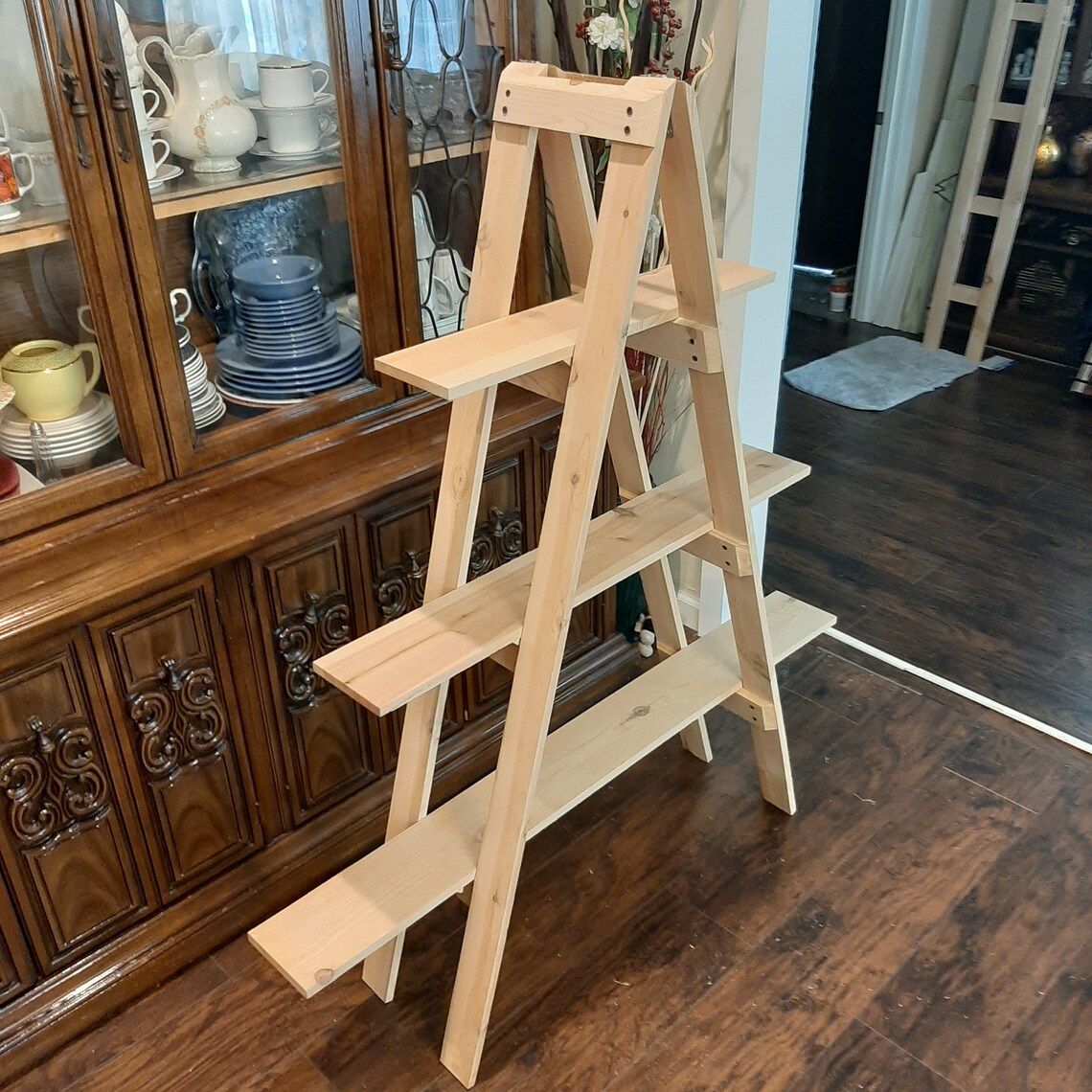 3 Tier Cascade Ladder Shelf Rustic Stagger Shelf Rustic Etsy